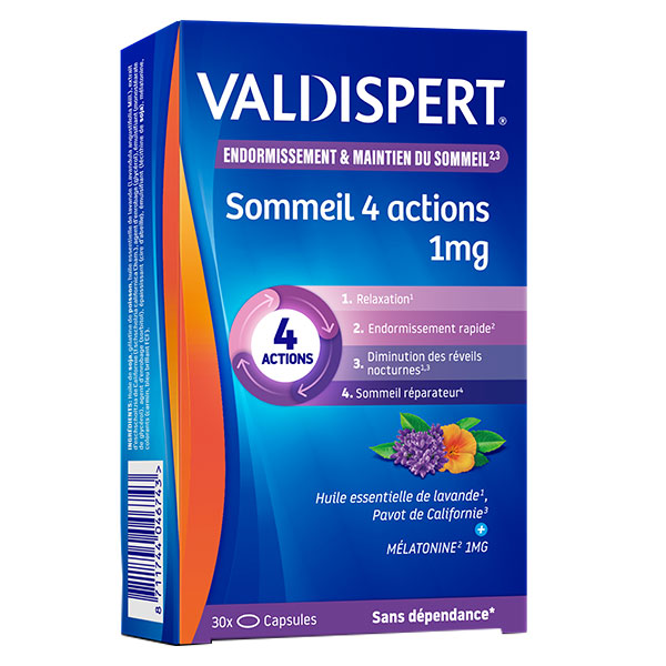 VALDISPERT Sommeil 4 Actions 1mg Mélatonine 30 capsules