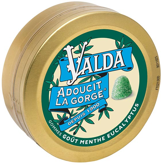 Valda Adoucit la gorge Gommes Goût Menthe Eucalyptus 50g