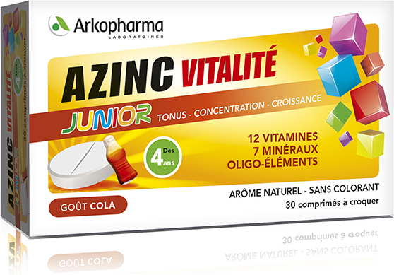 Arkopharma Azinc Vitalité Junior Goût Cola 30 comprimés