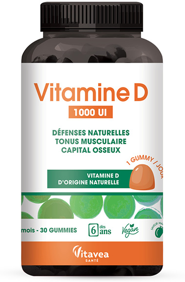 Vitavea Vitamine D 1000 UI Defense naturelles Tonus musculaire 30 gummies