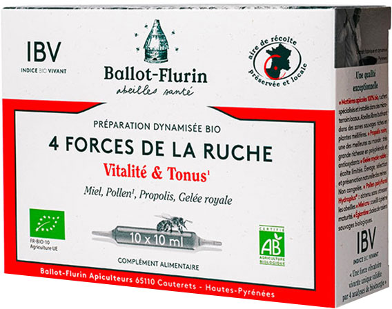 Ballot-Flurin Santé Préparation Dynamisée Bio 4 Forces de la Ruche Bio 10 ampoules