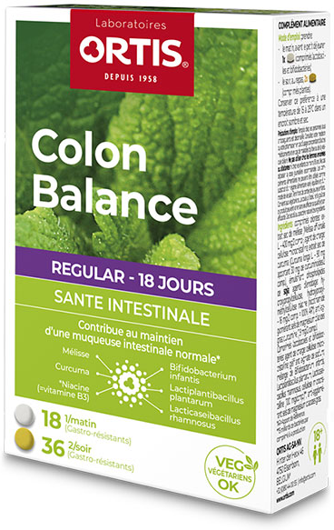 Ortis Colon Balance Regular Santé Intestinale Ballonnements et Flatulences 54 comprimés