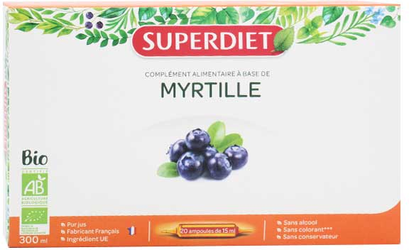 Superdiet Myrtille Bio 20 ampoules de 15ml