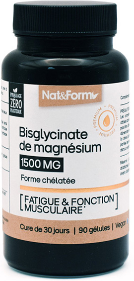 Nat & Form Bisglycinate de magnésium fatigue et fonction musculaire 90 gélules