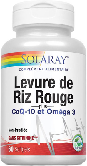 Solaray Levure de Riz Rouge + Co Q10 + Oméga 3 60 gélules