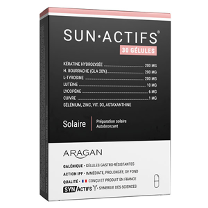 Aragan - Synactifs - Sunactifs® - Autobronzant - Keratine, Selenium - 30 gelules