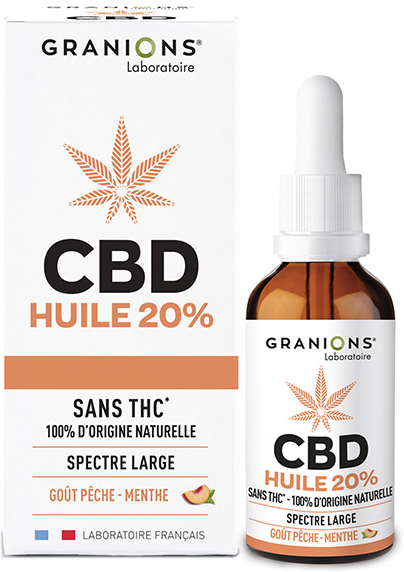 Laboratoire des Granions Granions CBD Huile 20% Pêche Menthe 10ml