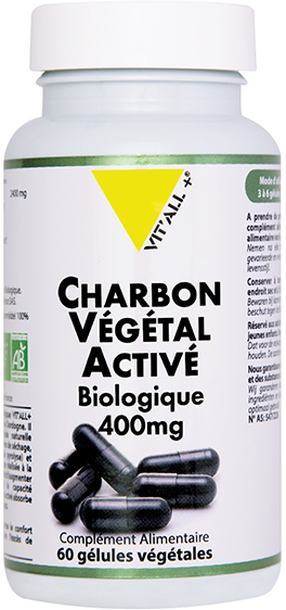 Vit'all+ CHARBON VEGETAL ACTIVE 400mg Biologique 60 gélules végétales