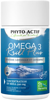 Phyto-Actif Phytoactif Omega 3 Krill Plus Système Cardiaque et Cérébral 40 Capsules