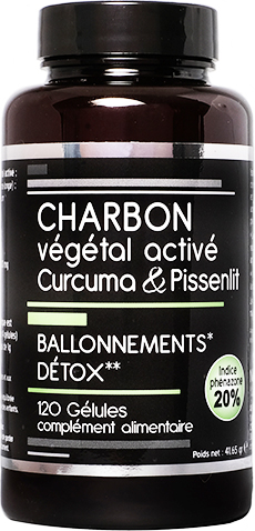 Nutrivie Charbon Végétal Activé Curcuma et Pissenlit Végan 120 gélules