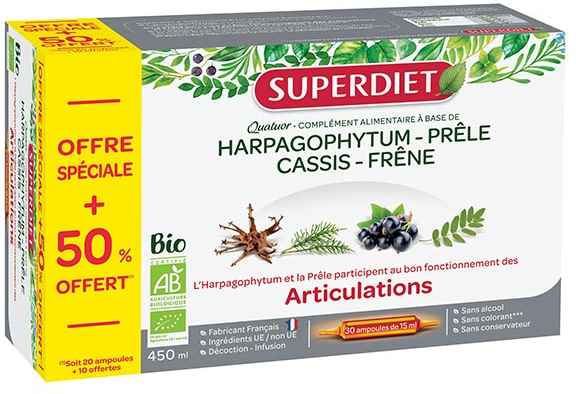 Superdiet Quatuor Articulations Bio 20 ampoules + 10 Offertes