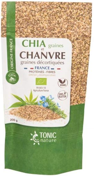 Tonic Nature Chia Graine et Chanvre Graines Décortiquées Bio France 200g