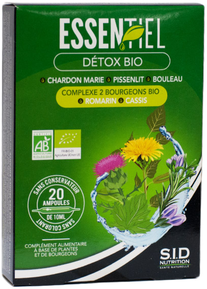 SID Nutrition Essentiel Détox Bio 20 ampoules