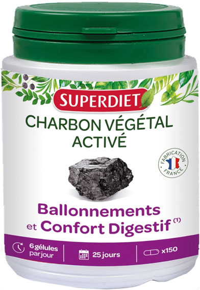 Superdiet Charbon Végétal 150 gélules