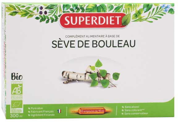 Superdiet Sève de Bouleau Bio 20 ampoules de 15ml