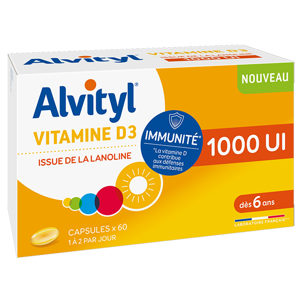Alvityl Vitamine D3 1000UI dès 6 ans 60 Capsules