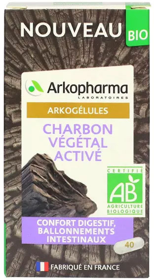 Arkopharma Arkogélules Charbon Végétal Activé Bio 40 gélules