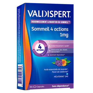 VALDISPERT Sommeil 4 Actions 1mg Melatonine 30 capsules