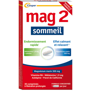 MAG 2 Sommeil Magnesium Marin 300mg Melatonine 19mg 30 comprimes