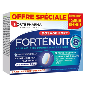 Forte Pharma ForteNuit Sommeil 8h 30 comprimes Melatonine Plantes Effet Immediat