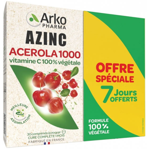 Arkopharma Azinc Naturel Acerola 1000 Lot de 2 x 30 comprimes