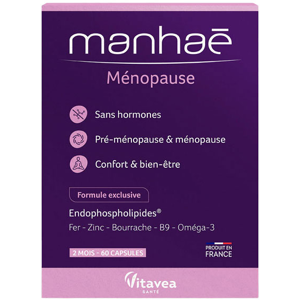 Manhae Menopause - Acide Folique, Omega 3 - 60 Capsules - Cure de 2 mois