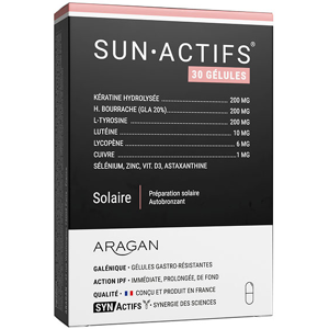 Synactifs Aragan - Synactifs - Sunactifs® - Autobronzant - Keratine, Selenium - 30 gelules