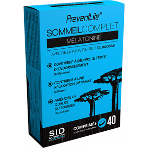 SID Nutrition Prevent Life Sommeil Complet Melatonine 40 comprimes