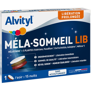 Alvityl Mela-Sommeil LIB Melatonine + 5 plantes des 18 ans 15 comprimes