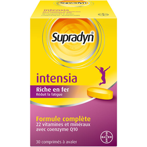 Supradyn Intensia Reduit la Fatigue Vitamines Mineraux et Fer 30 comprimes a avaler