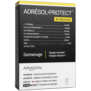 Aragan - Synactifs - AdresolProtect® - Surmenage - Zinc, Rhodiola - 30 gelules