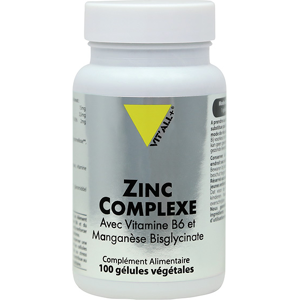 Vit'all+ ZINC COMPLEXE Zinc, Vitamine B6, Manganese 100 gelules