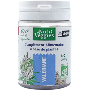 Nutriveggies Complement Alimentaire Valeriane Bio Sommeil 40 gelules