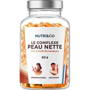 Nutri & Co Nutri&Co; Complexe Peau Nette Cible Imperfections et Acne Vegan 60 gelules