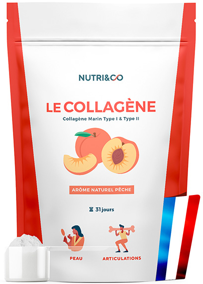 Nutri & Co Nutri&Co; Collagène Marin Type 1 et 2 Peau & Articulations Saveur Pêche 190g