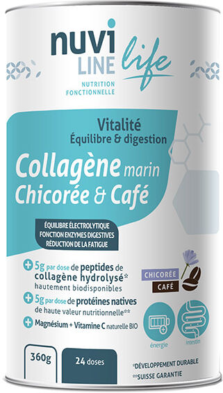 Nuviline Collagène Marin Digestion & Vitalité Chicorée Et Fibres Saveur Café 460g