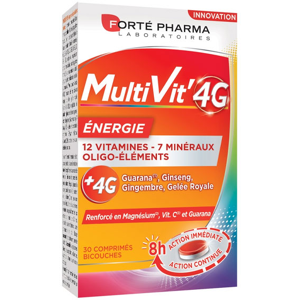 Forté Pharma Multivit' 4G Energie 30 comprimés Multivitamines Magnésium Fatigue