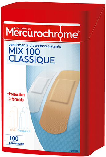 Mercurochrome Boîte 1ers Secours Multi-Usage 100 pansements