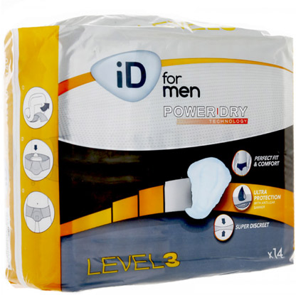 L&R; iD for Men Protection Anatomique Masculine Level 3 29x23cm 14 unités