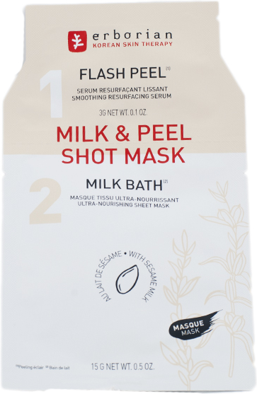 Erborian Milk & Peel Shot Mask Masque Tissu Visage Effet Peau Neuve 15g