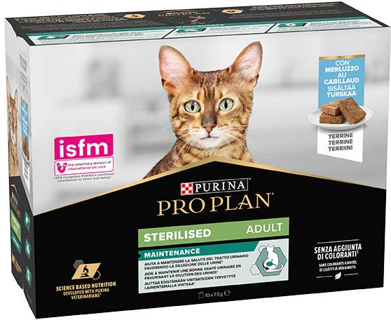 Purina Proplan NutriSavour Sterilized Mousse Cabillaud 10x75g