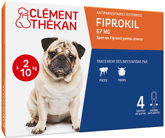 Clément Thékan Clement Thekan Fiprokil Anti-Puces Anti-Tiques Chien 2-10kg 4 pipettes