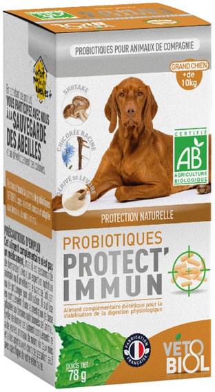 Vetobiol Probiotiques Protect'Immun Grand Chien Bio 78g