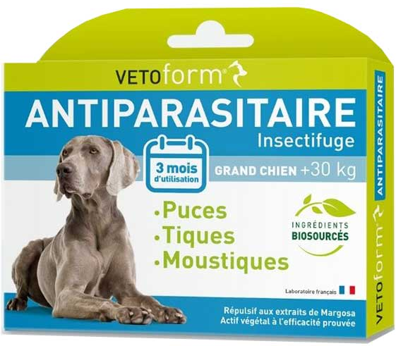 Vetoform Antiparasitaire Grand Chien +30kg 6 pipettes