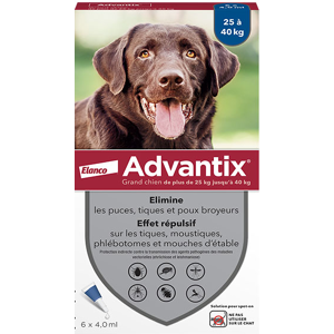 Advantix Chien Solution Antiparasitaire Grande Race 25 a 40kg 6 pipettes