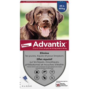 Advantix Chien Solution Antiparasitaire Grande Race 25 a 40kg 4 pipettes