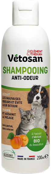 Clément Thékan Vétosan Shampooing Anti-odeur pour chiens et chats 200 ml