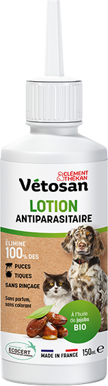 Clément Thékan Vétosan Lotion Antiparasitaire pour chiens et chats 150 ml