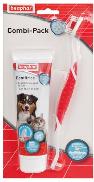 Beaphar Combi-Pack Dentifrice et Brosse Chiens Chats