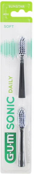 Gum Brosse à Dents Electrique N°4110 Sonic Daily Recharge Ultra Soft Noire 2 unités